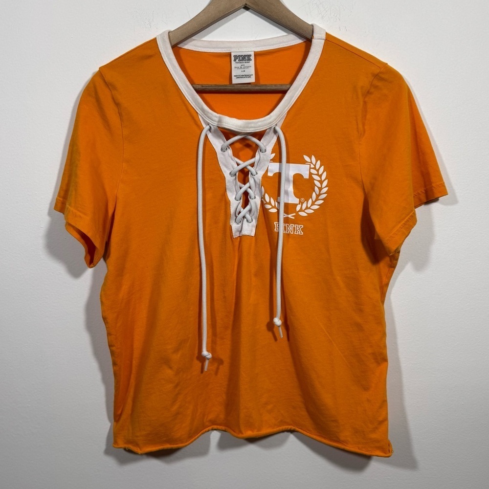 PINK Victoria's Secret Tennessee Vols T Shirt Tie Neck Women’s Large Collegiate
